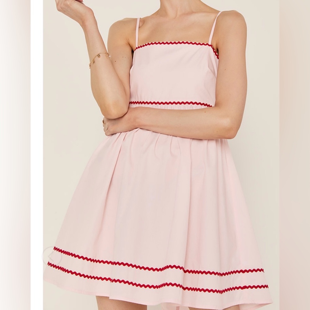 Francesca's Kelly Bow Back Ric Rac Pattern Mini Dress, Large